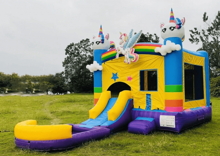 Unicorn Bounce House with Slide - Wet