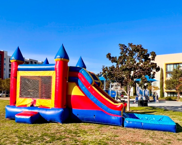 Multi Color Bounce House Combo - Water Slide