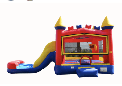 Castle Rainbow Combo Bounce House  with Dry Slide