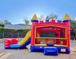 Castle Rainbow Combo Bounce House  with Dry Slide