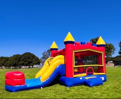 Castle Rainbow Combo Bounce House  with Dry Slide